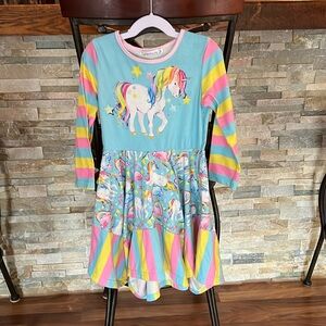 🆑FINAL PRICE‼️ Girls size 3 long sleeve pastel colors unicorn dress